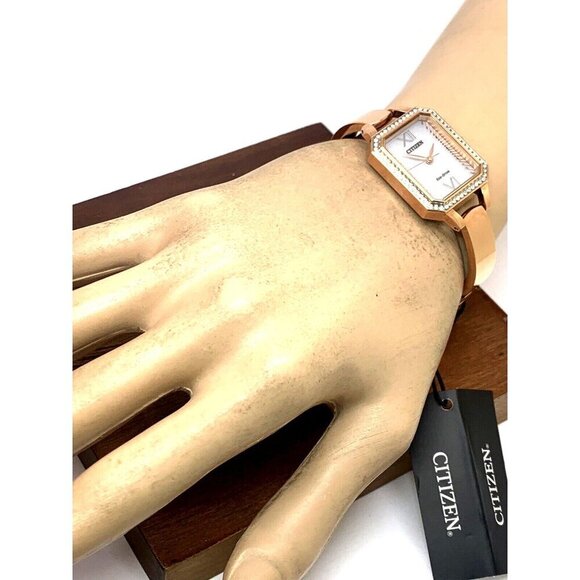 Citizen Women's Watch EM0983-51A Eco Drive Silver Dial Rose Gold Bangle … - Picture 5 of 14